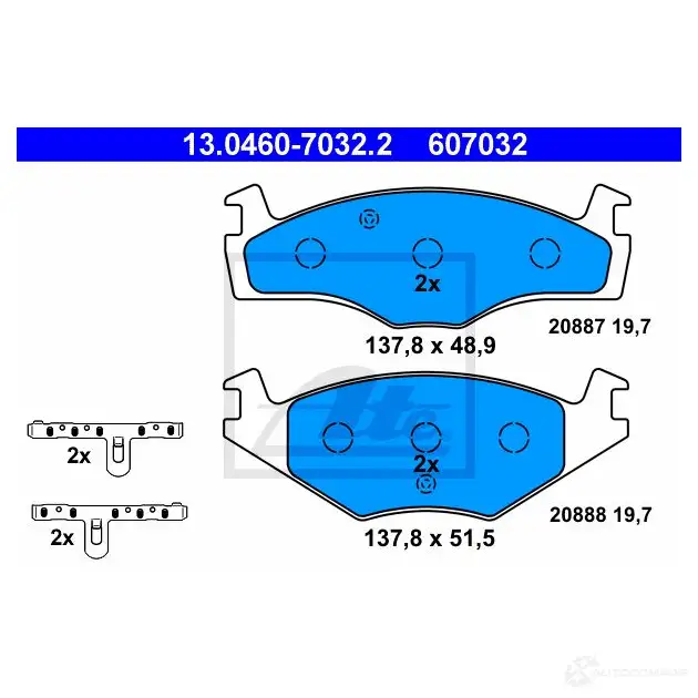 Тормозные колодки, комплект ATE 56850 2088 7 13046070322 20888 изображение 4
