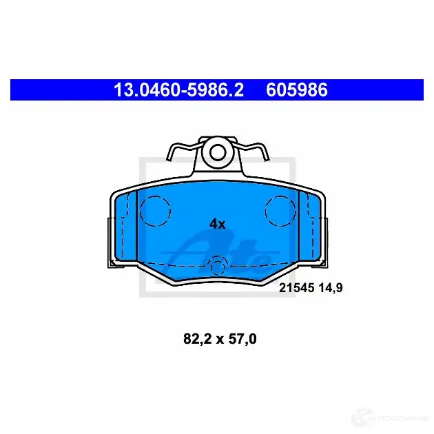 Тормозные колодки, комплект ATE 56816 605986 13046059862 2154 5