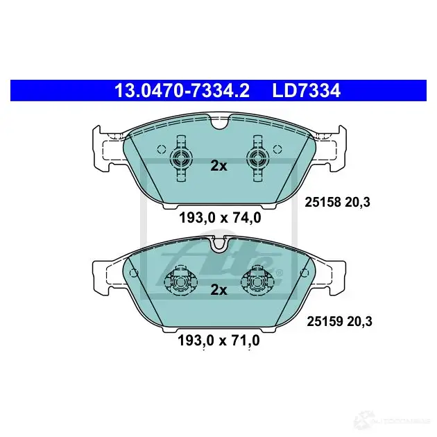 Тормозные колодки, комплект ATE 1437251909 4 F53564 13047073342