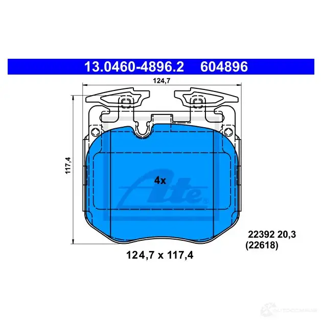 Тормозные колодки, комплект ATE 1436754110 R 1TRGFW 13046048962