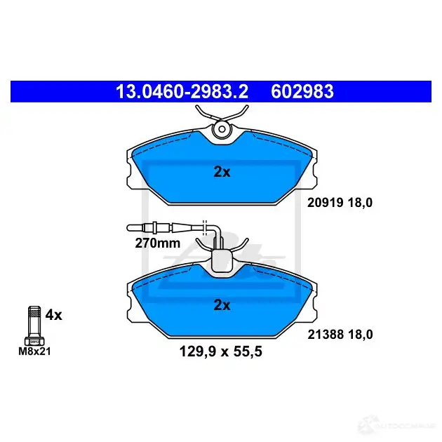 Тормозные колодки, комплект ATE 56253 21388 20 919 13046029832 изображение 0