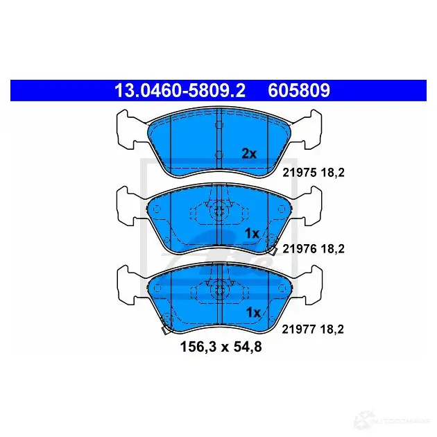 Тормозные колодки, комплект ATE 56677 219 75 13046058092 21976 изображение 0