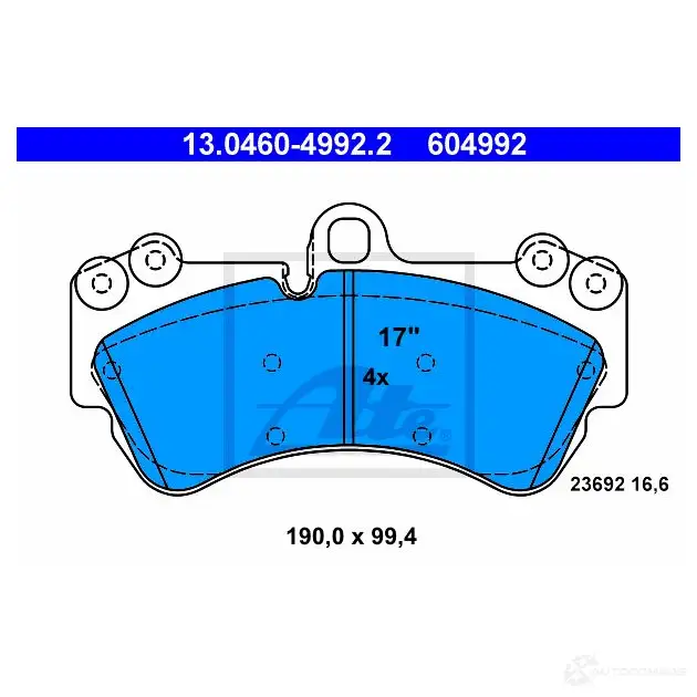 Тормозные колодки, комплект ATE 604992 2 3692 56532 13046049922