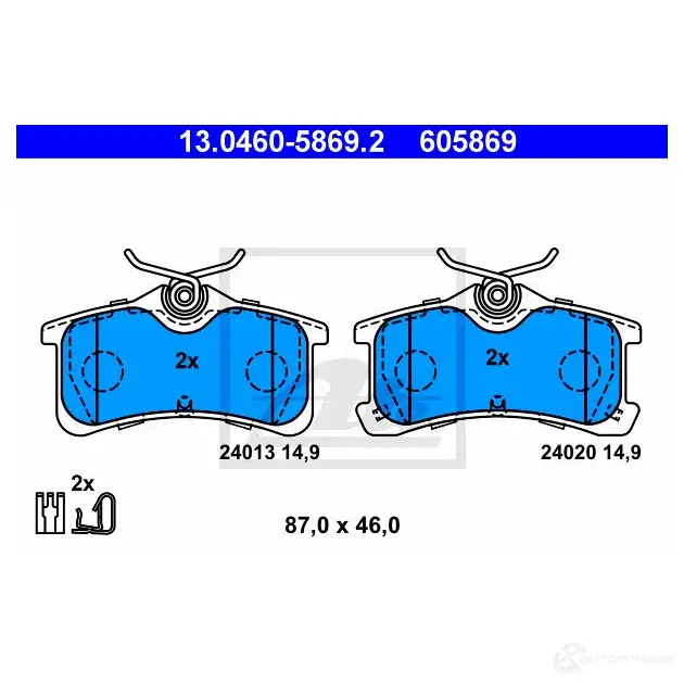 Тормозные колодки, комплект ATE 13046058692 24020 56735 24 013 изображение 0