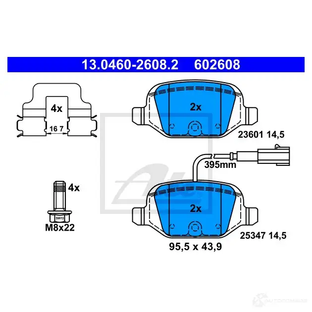 Тормозные колодки, комплект ATE SWD C47 13046026082 1437251922