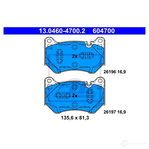 Тормозные колодки, комплект ATE 1437276540 13046047002 SSW OE1P