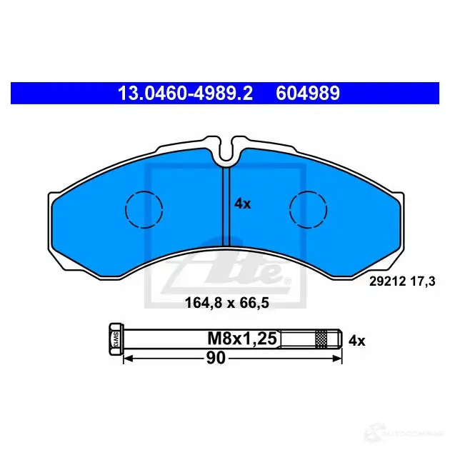 Тормозные колодки, комплект ATE 56529 13046049892 604989 2 9212