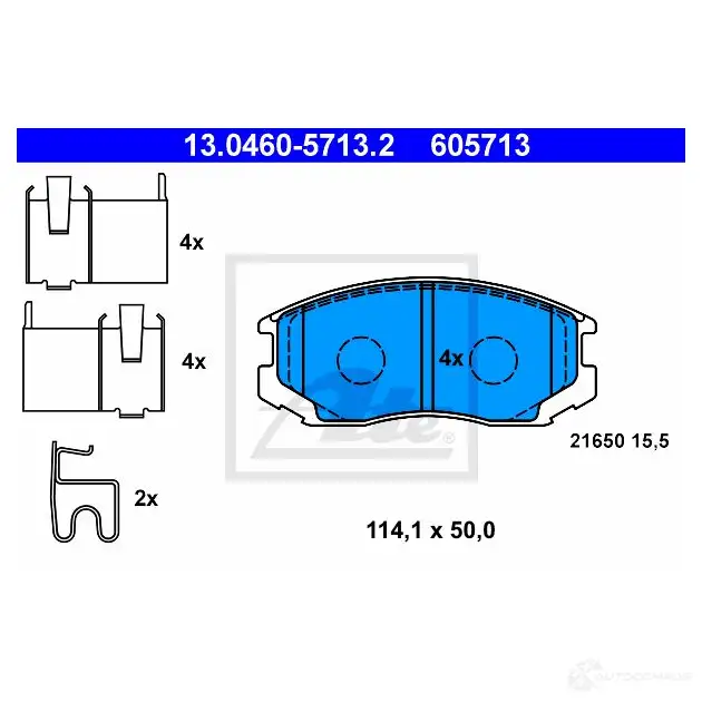 Тормозные колодки, комплект ATE 605713 56600 13046057132 2165 0