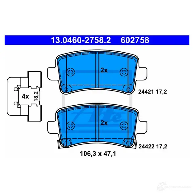 Тормозные колодки, комплект ATE 13046027582 2442 1 24422 56084 изображение 4