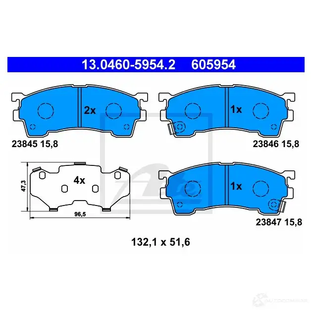 Тормозные колодки, комплект ATE 2 3845 23846 56790 13046059542 изображение 0