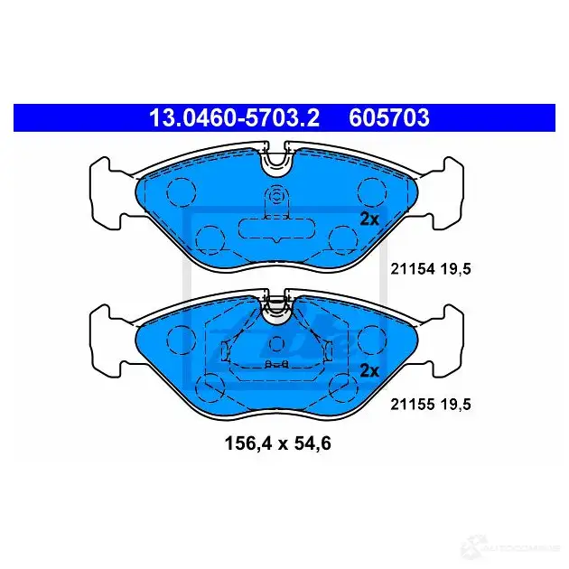 Тормозные колодки, комплект ATE 2115 4 21155 56595 13046057032