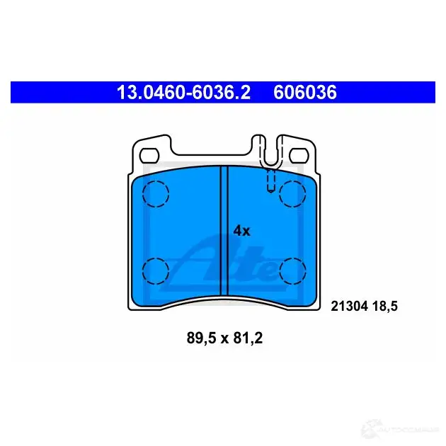 Тормозные колодки, комплект ATE 213 04 13046060362 606036 56834