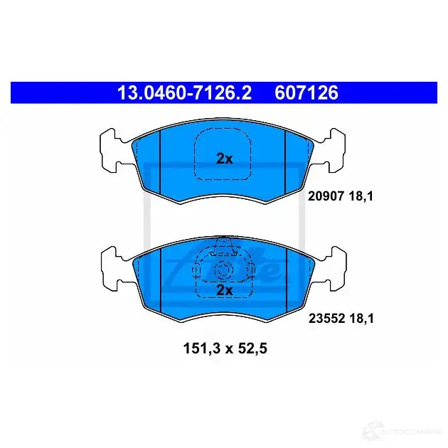 Тормозные колодки, комплект ATE 23552 2090 7 13046071262 56917