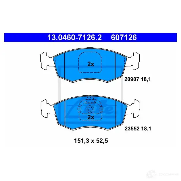 Тормозные колодки, комплект ATE 23552 2090 7 13046071262 56917 изображение 0