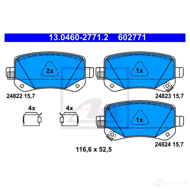 Тормозные колодки, комплект ATE 56097 2 4822 13046027712 24823 - Изображение 1