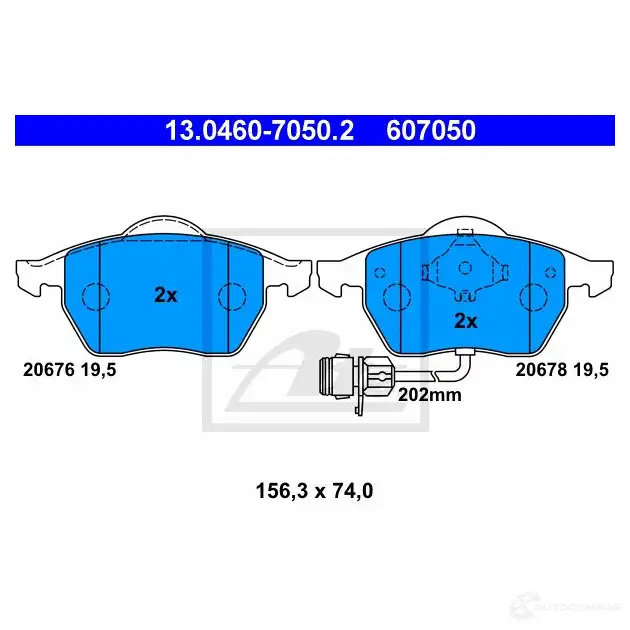 Тормозные колодки, комплект ATE 2 0676 20678 13046070502 56860 изображение 7