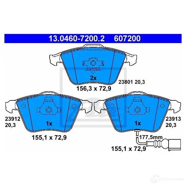 Тормозные колодки, комплект ATE 13046072002 23 801 56982 23912 изображение 4