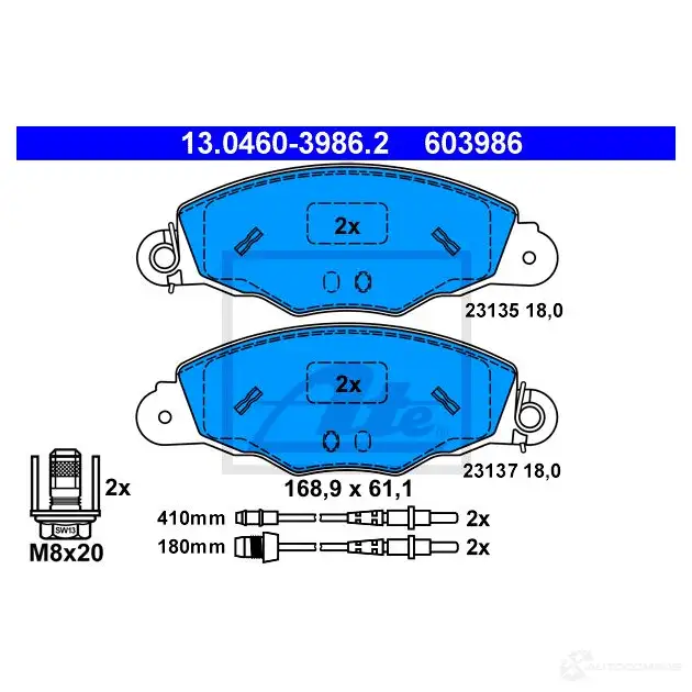 Тормозные колодки, комплект ATE 23 135 23137 56386 13046039862 изображение 0