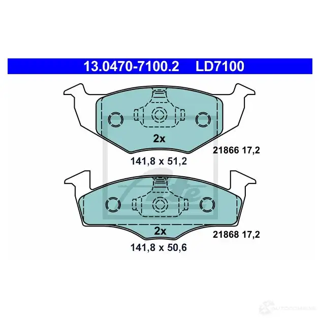 Тормозные колодки, комплект ATE 21868 13047071002 57255 21 866
