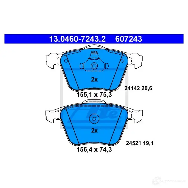 Тормозные колодки, комплект ATE 13046072432 24 142 57023 24521 изображение 4