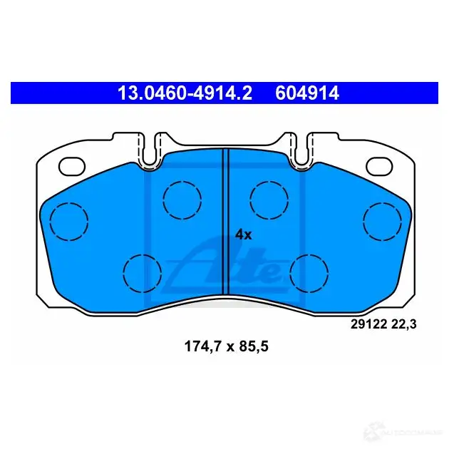 Тормозные колодки, комплект ATE 13046049142 604914 291 22 56500 изображение 0