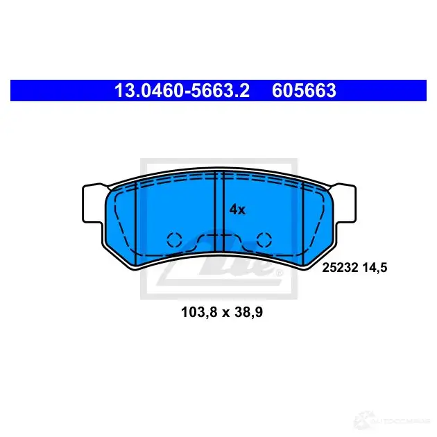 Тормозные колодки, комплект ATE 2 5232 1424720746 13046056632 605663