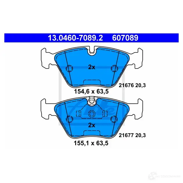 Тормозные колодки, комплект ATE 2167 6 13046070892 21677 56894 изображение 0