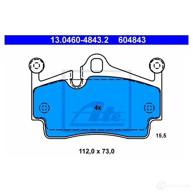 Тормозные колодки, комплект ATE V7M3O 56461 13046048432 60484 3 изображение 0