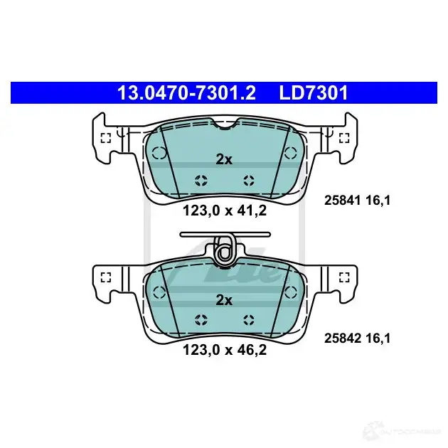 Тормозные колодки, комплект ATE 2584 1 25842 13047073012 57344