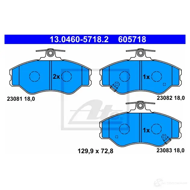 Тормозные колодки, комплект ATE 13046057182 230 81 23082 56604 изображение 0
