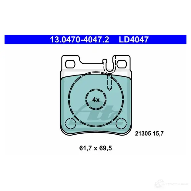 Тормозные колодки, комплект ATE 2130 5 57215 13047040472 LD4047