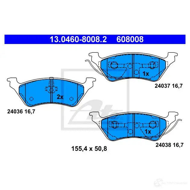 Тормозные колодки, комплект ATE 2403 6 13046080082 24037 57095 изображение 0