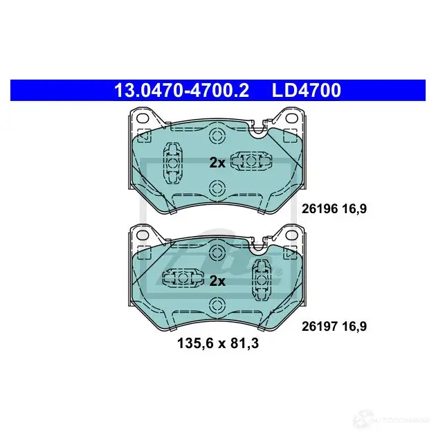 Тормозные колодки, комплект ATE R54S JX 13047047002 1438398791 изображение 0