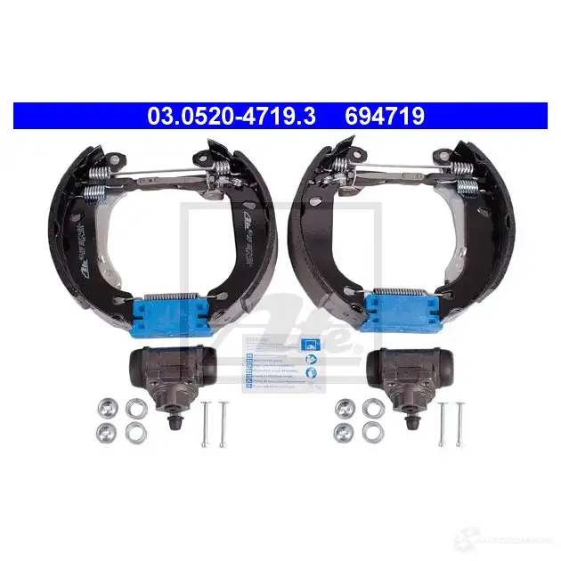 Барабанные тормозные колодки, комплект ATE 03052047193 69471 9 NI72MV 53825