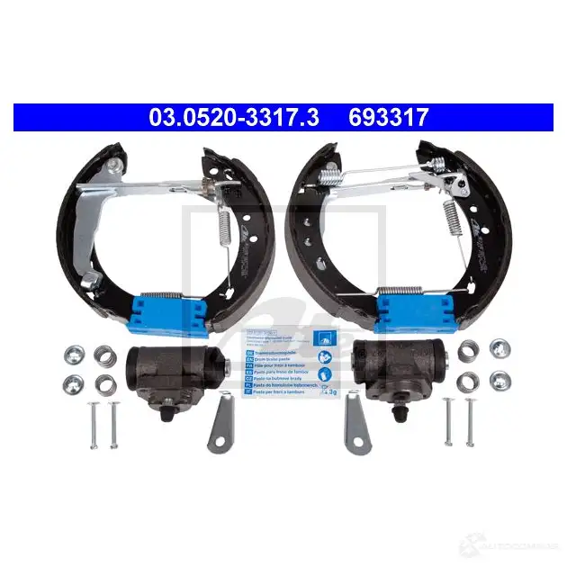 Барабанные тормозные колодки, комплект ATE 03052033173 D13J4IX 53802 69 3317