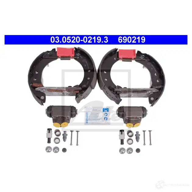 Барабанные тормозные колодки, комплект ATE 03052002193 53743 69 0219 I2UWD