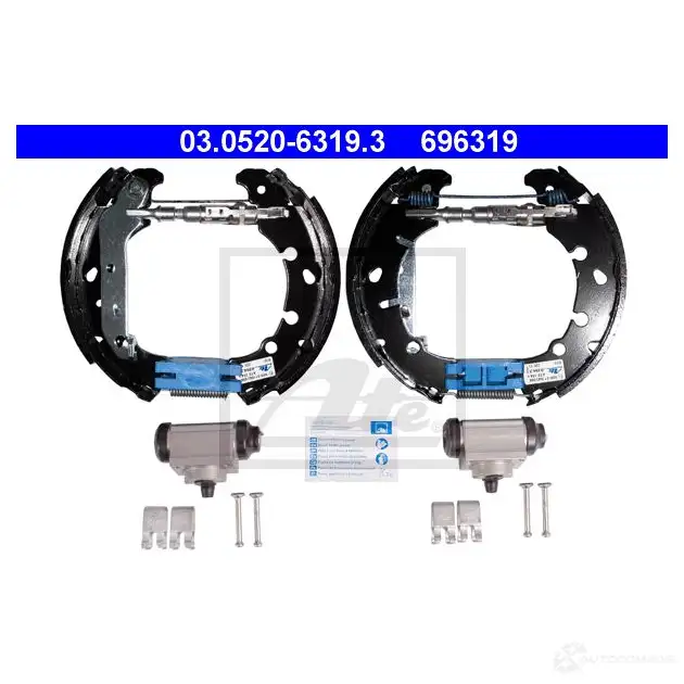 Барабанные тормозные колодки, комплект ATE 0X929QT 53860 03052063193 6963 19