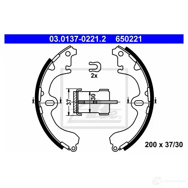 Барабанные тормозные колодки, комплект ATE 53215 03013702212 65 0221 YGH6JLJ