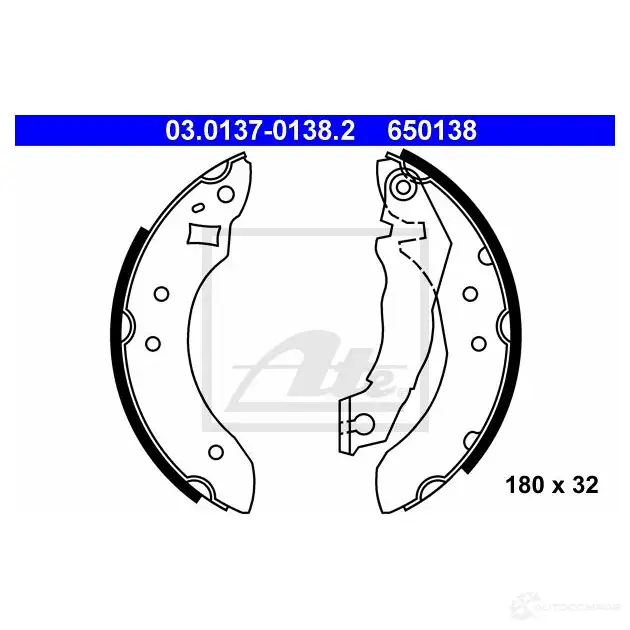 Барабанные тормозные колодки, комплект ATE 03013701382 650 138 C4TM0 53177