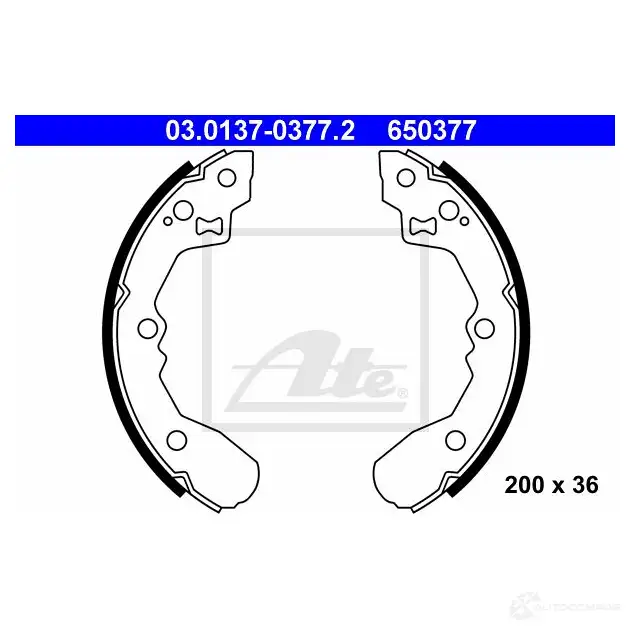 Барабанные тормозные колодки, комплект ATE 53321 UJ4BU88 03013703772 6 50377