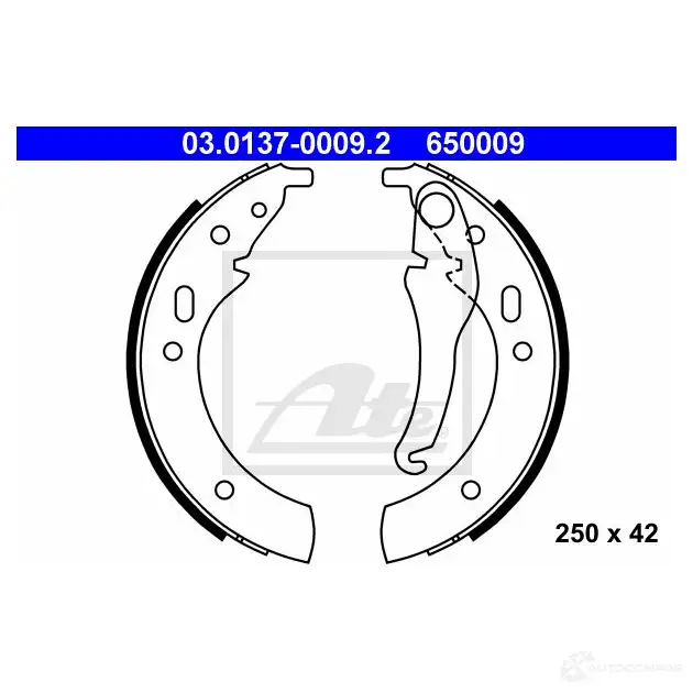 Барабанные тормозные колодки, комплект ATE 97D2OMD 53164 6500 09 03013700092