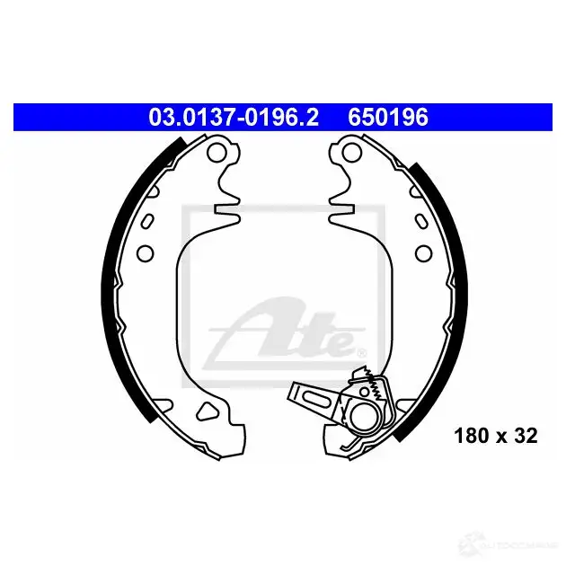 Барабанные тормозные колодки, комплект ATE 5XAYF4D 65019 6 53203 03013701962