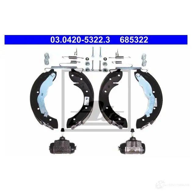 Барабанные тормозные колодки, комплект ATE 53731 LLB6UGV 68 5322 03042053223