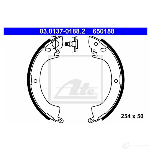 Барабанные тормозные колодки, комплект ATE 65018 8 53200 03013701882 FX2UBSW