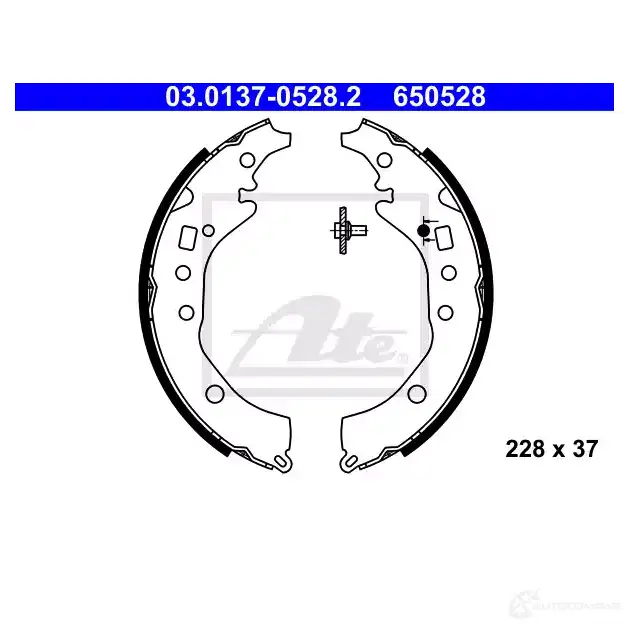 Барабанные тормозные колодки, комплект ATE 03013705282 V7999D 650 528 1193348002 - Изображение 1