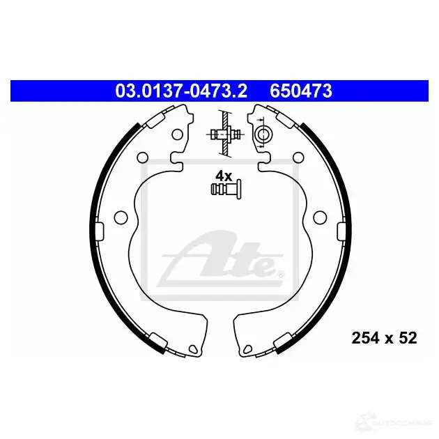 Барабанные тормозные колодки, комплект ATE 650 473 03013704732 53398 EOZQ8
