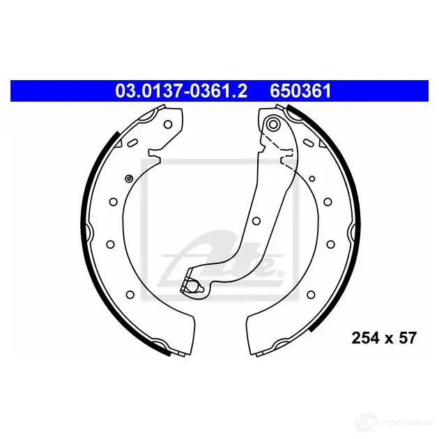 Барабанные тормозные колодки, комплект ATE 53311 W98VA 03013703612 6 50361