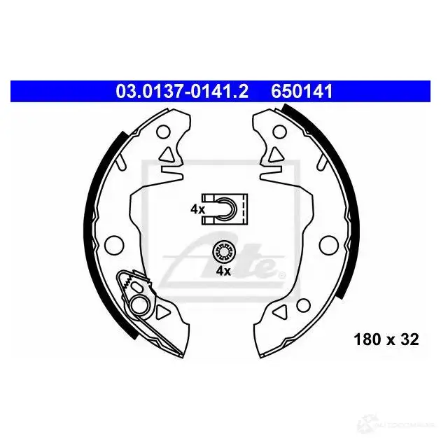 Барабанные тормозные колодки, комплект ATE 6 50141 1423016167 03013701412 5G5GT