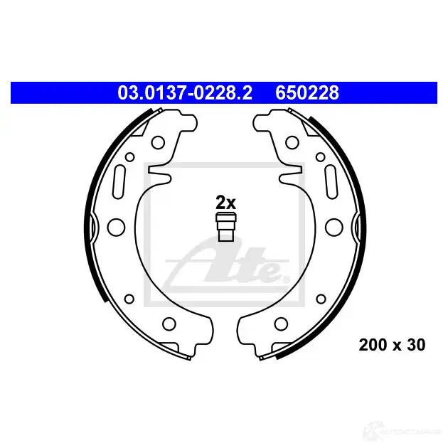 Барабанные тормозные колодки, комплект ATE 03013702282 65022 8 53220 9WOAE