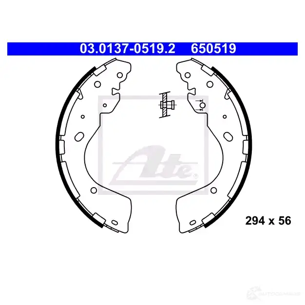 Барабанные тормозные колодки, комплект ATE 03013705192 53437 83O2B 6505 19 изображение 0